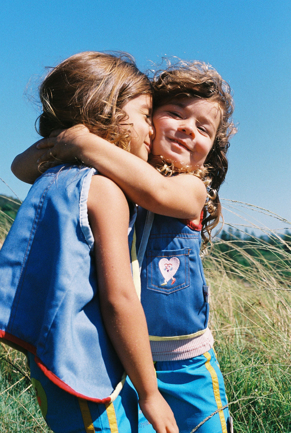 Denim Gilet With Colour-Block Hem