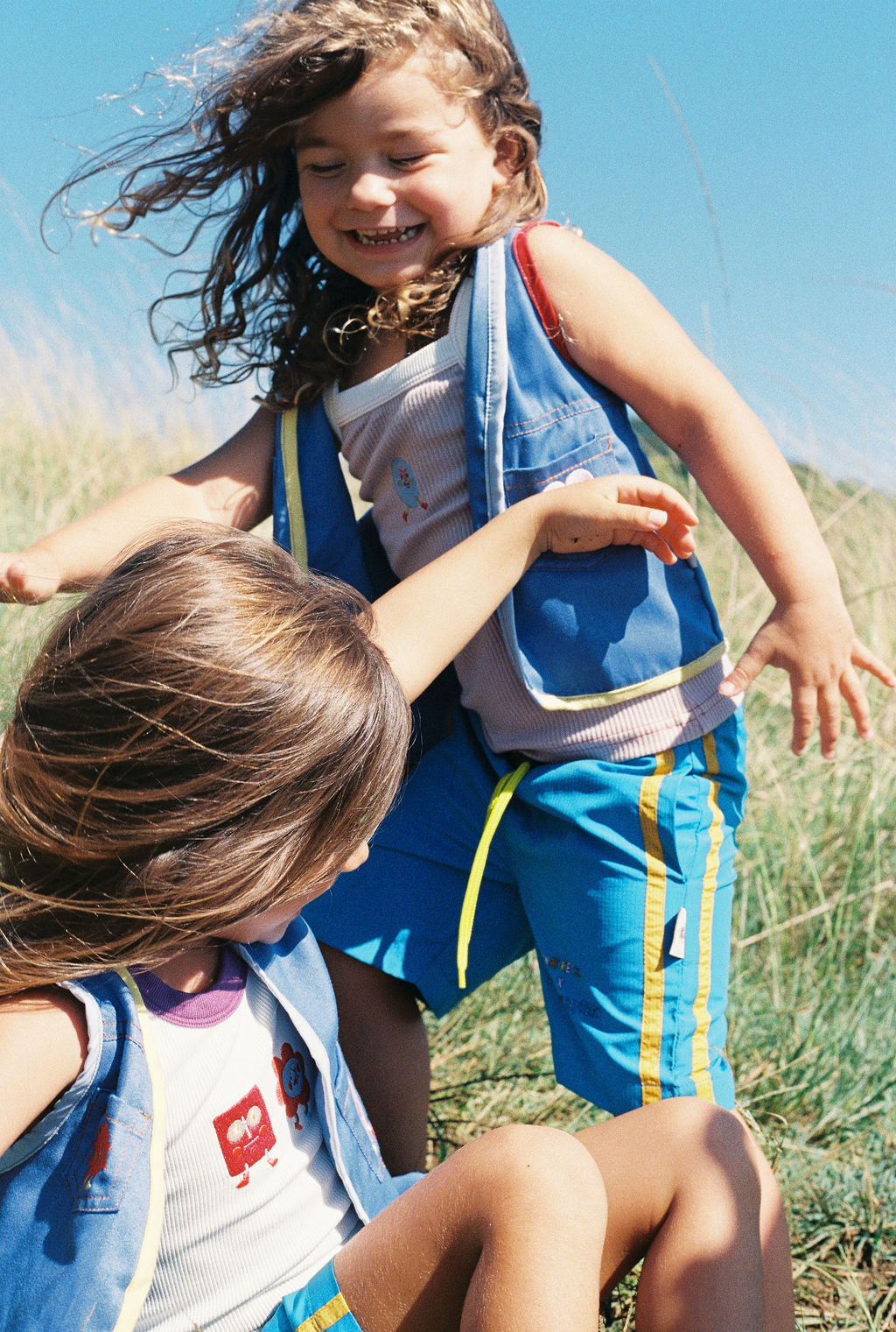 Denim Gilet With Colour-Block Hem