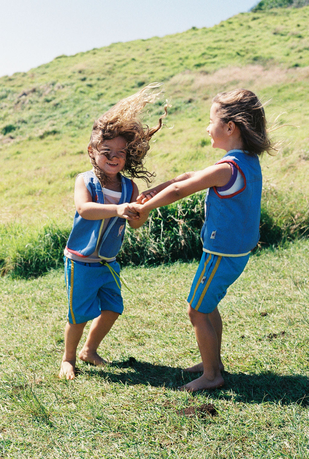 Denim Gilet With Colour-Block Hem